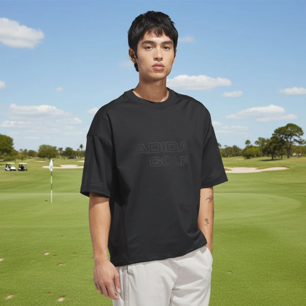 adidas Beyond Graphic Short Sleeve Crewneck Pullover - Black - Image 4