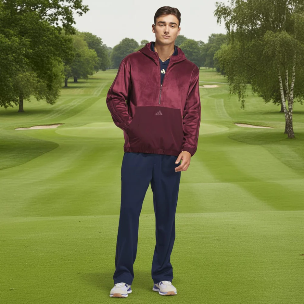 adidas Beyond The Course Cozy Half-Zip Loose Fit Hoodie - Maroon - Image 4