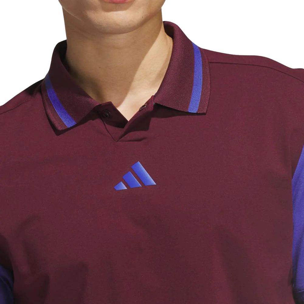 adidas Beyond The Course Vent Twistknit Polo Shirt - Maroon/Dual Indigo - Image 3