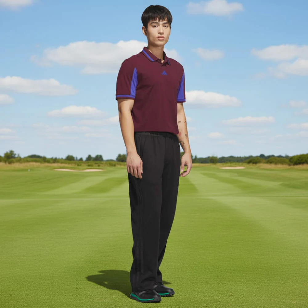 adidas Beyond The Course Vent Twistknit Polo Shirt - Maroon/Dual Indigo - Image 4
