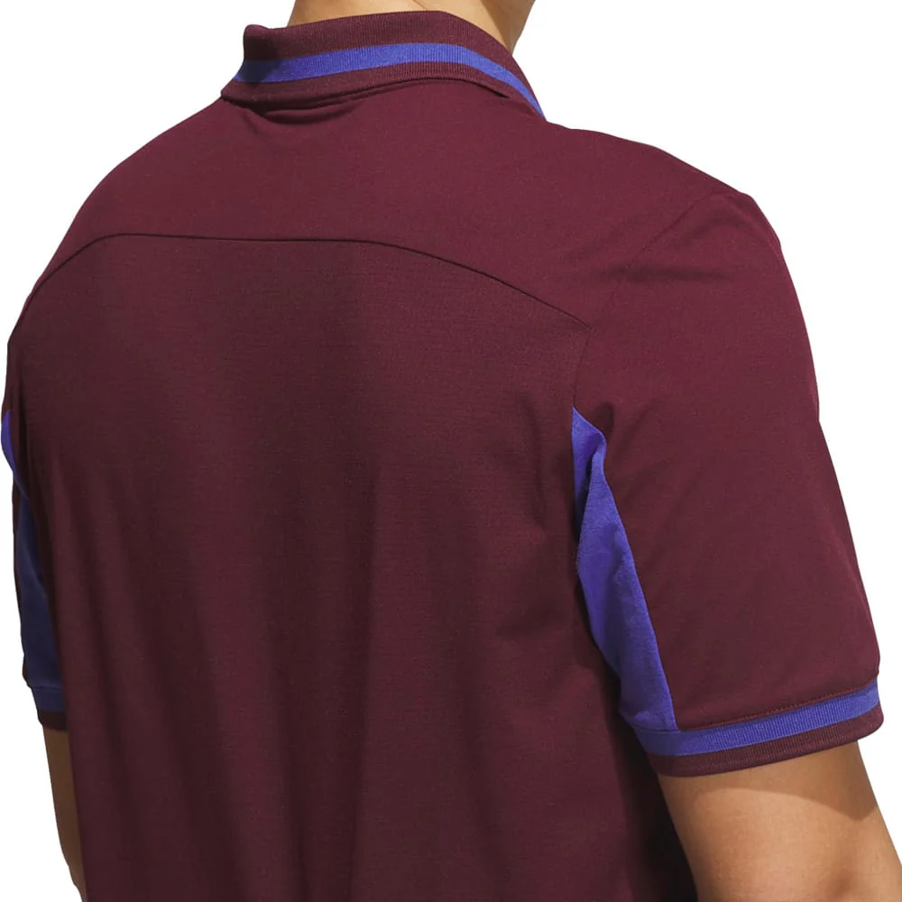 adidas Beyond The Course Vent Twistknit Polo Shirt - Maroon/Dual Indigo - Image 5