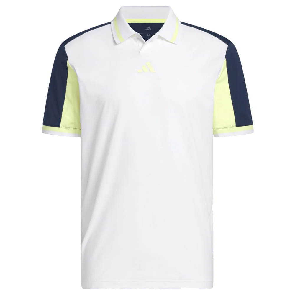 adidas Beyond The Course Vent Twistknit Polo Shirt - White/Frozen Lemon