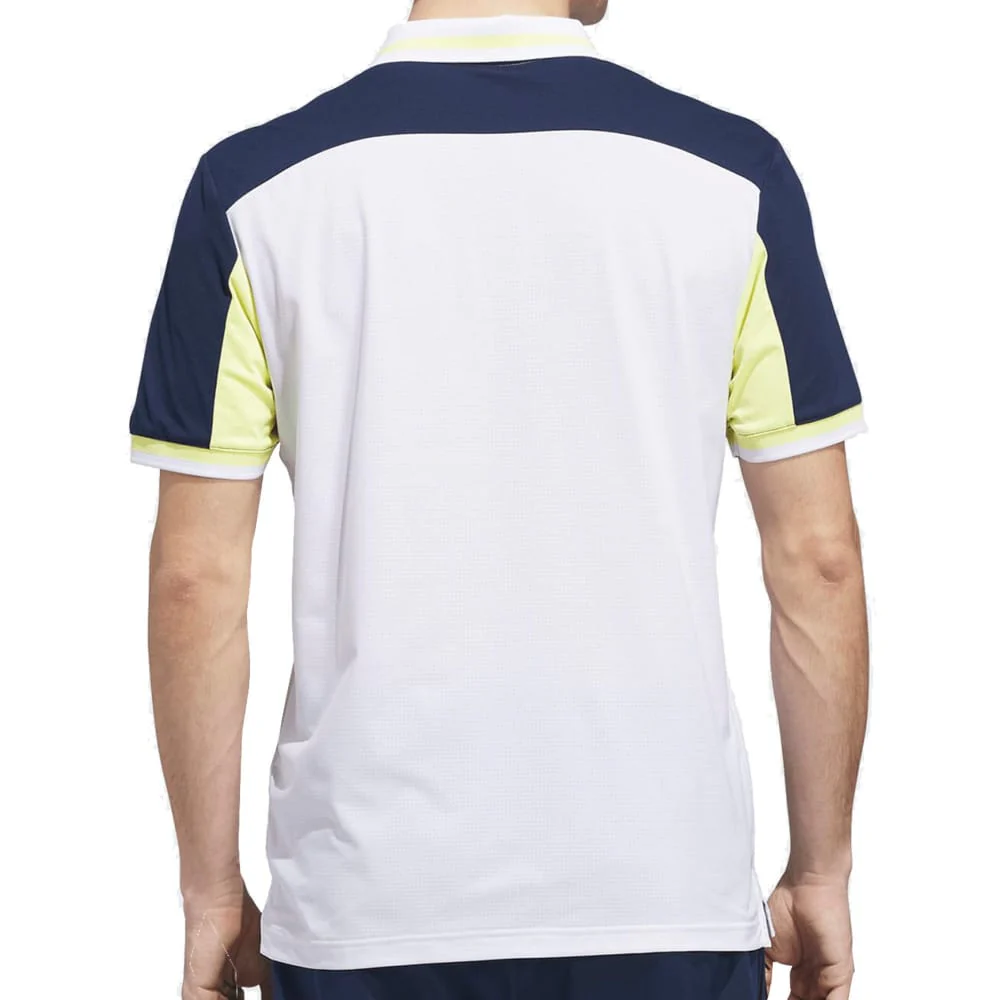 adidas Beyond The Course Vent Twistknit Polo Shirt - White/Frozen Lemon - Image 2