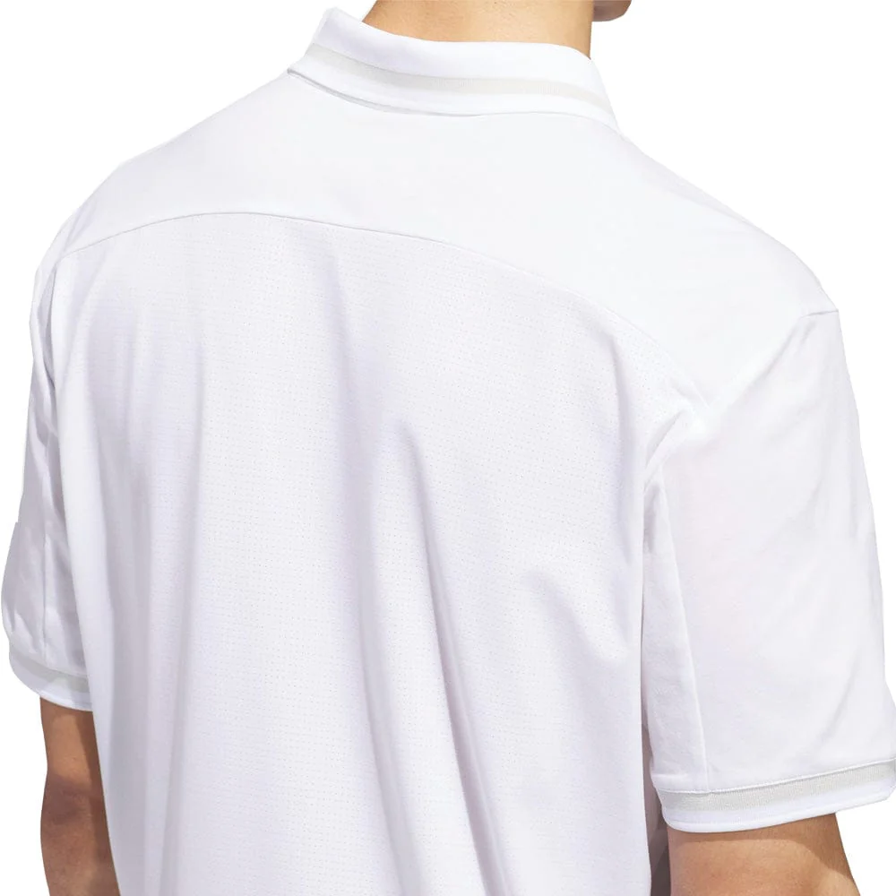 adidas Beyond The Course Vent Twistknit Polo Shirt - White/White - Image 4