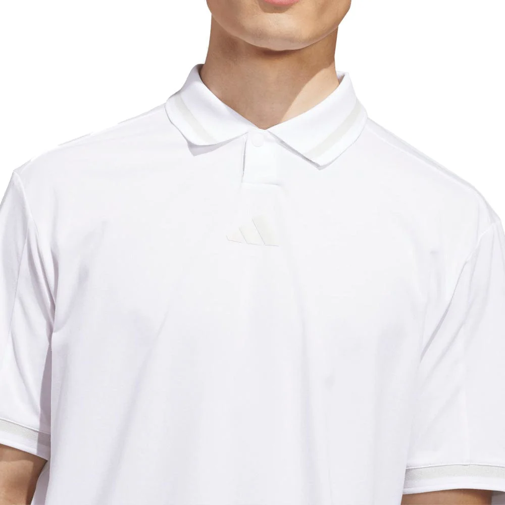adidas Beyond The Course Vent Twistknit Polo Shirt - White/White - Image 5