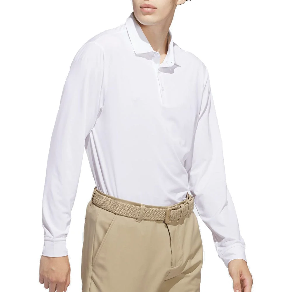 adidas Core Long Sleeve Polo Shirt - White - Image 5