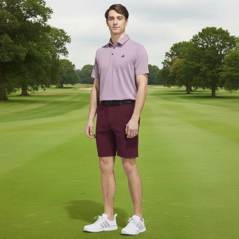 adidas Performance Textured Polo Shirt - White/Maroon - Image 6