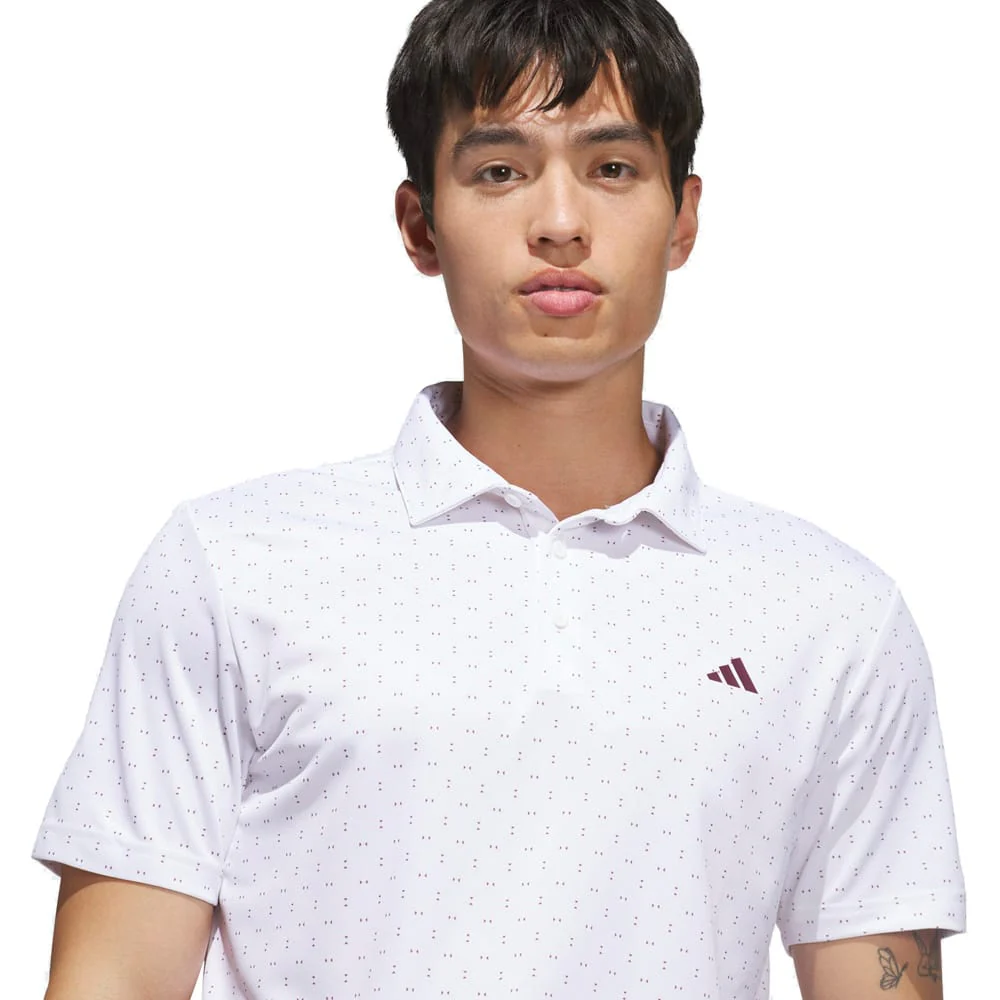adidas Performance Two-Color Stripe Polo Shirt - White/Frozen Turbo - Image 5