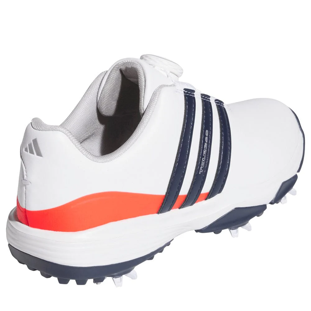 adidas Tour360 24 Boa Junior Golf Shoes - Cloud White/Collegiate Navy/Lucid Red - Image 6