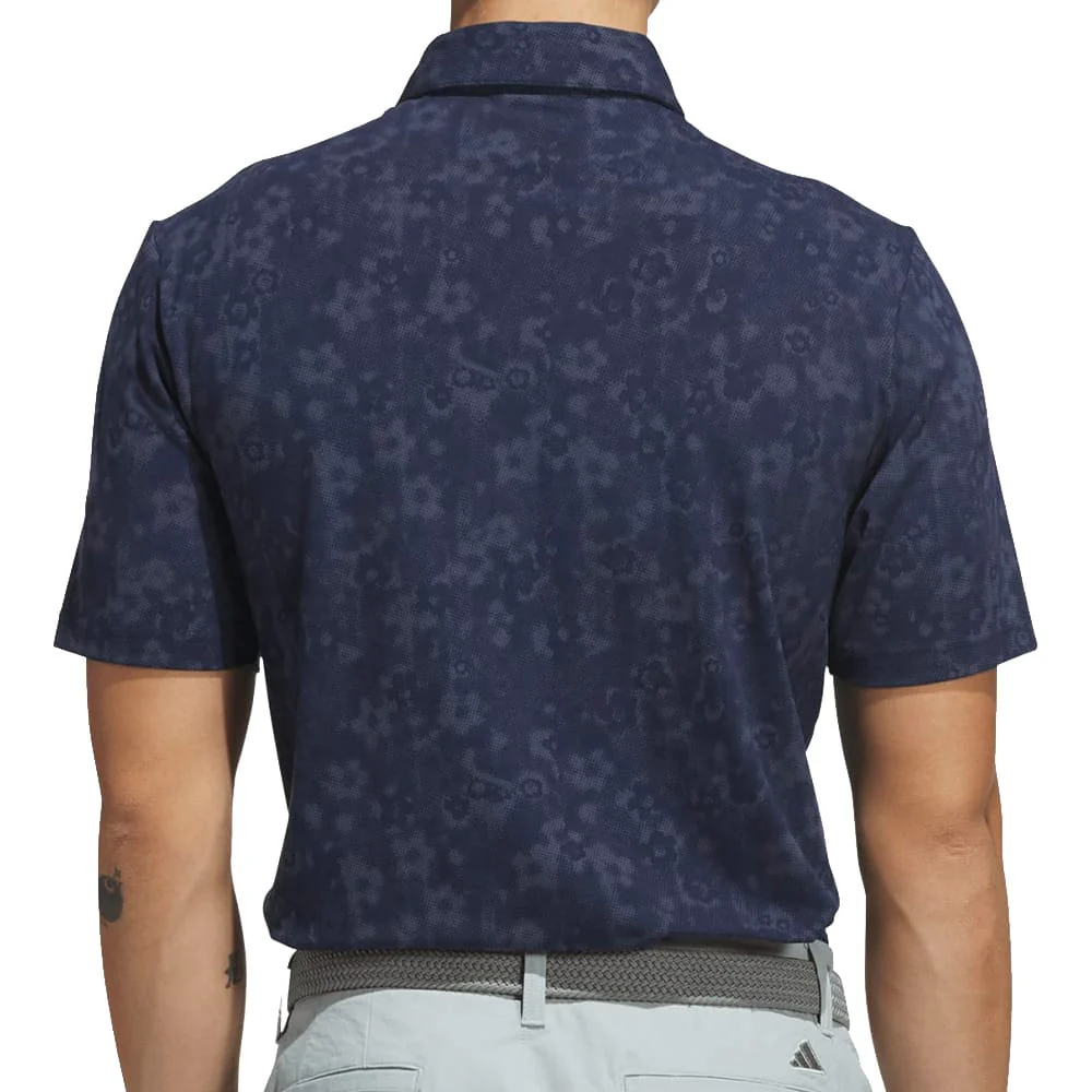 adidas Ultimate365+ Climacool Butterspun Mighty Blossom Print Polo Shirt - Collegiate Navy - Image 2