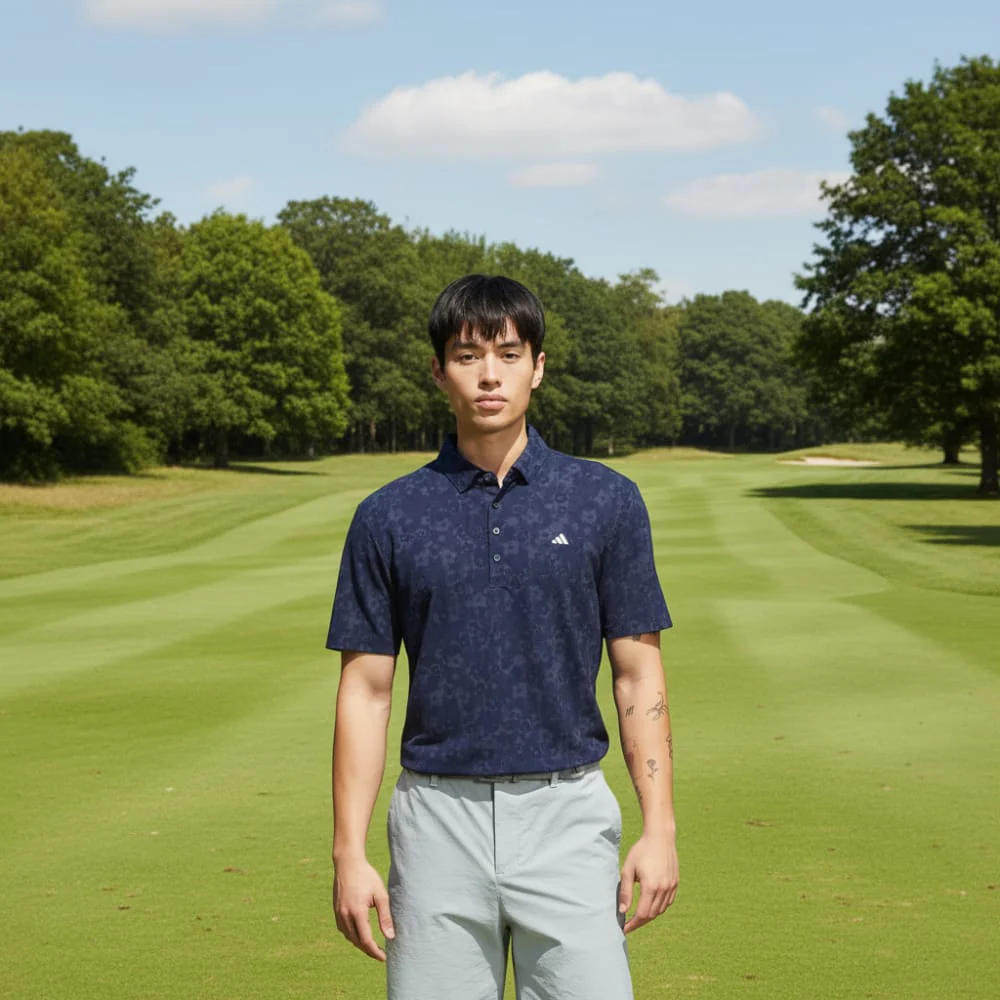 adidas Ultimate365+ Climacool Butterspun Mighty Blossom Print Polo Shirt - Collegiate Navy - Image 4