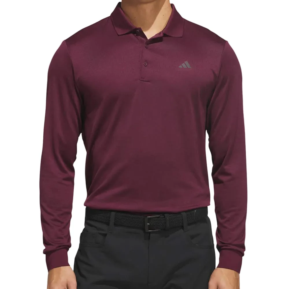 adidas Ultimate365 Cold.Rdy Long Sleeve Polo Shirt - Maroon - Image 6