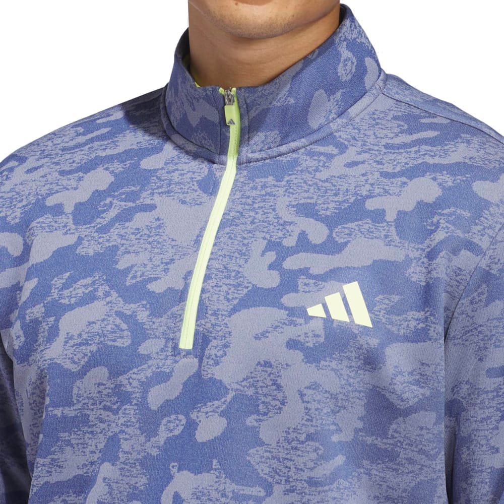 adidas Ultimate365 Durable Water Repellant Quarter-Zip Sweatshirt - Dual Indigo/Frozen Lemon - Image 3