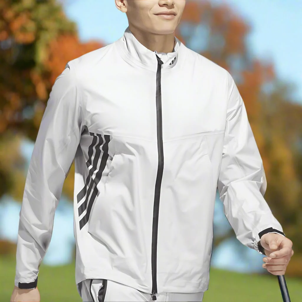 adidas Ultimate365 Tour Climaproof+ Waterproof Full-Zip Rain Suit - Grey One/Black - Image 5