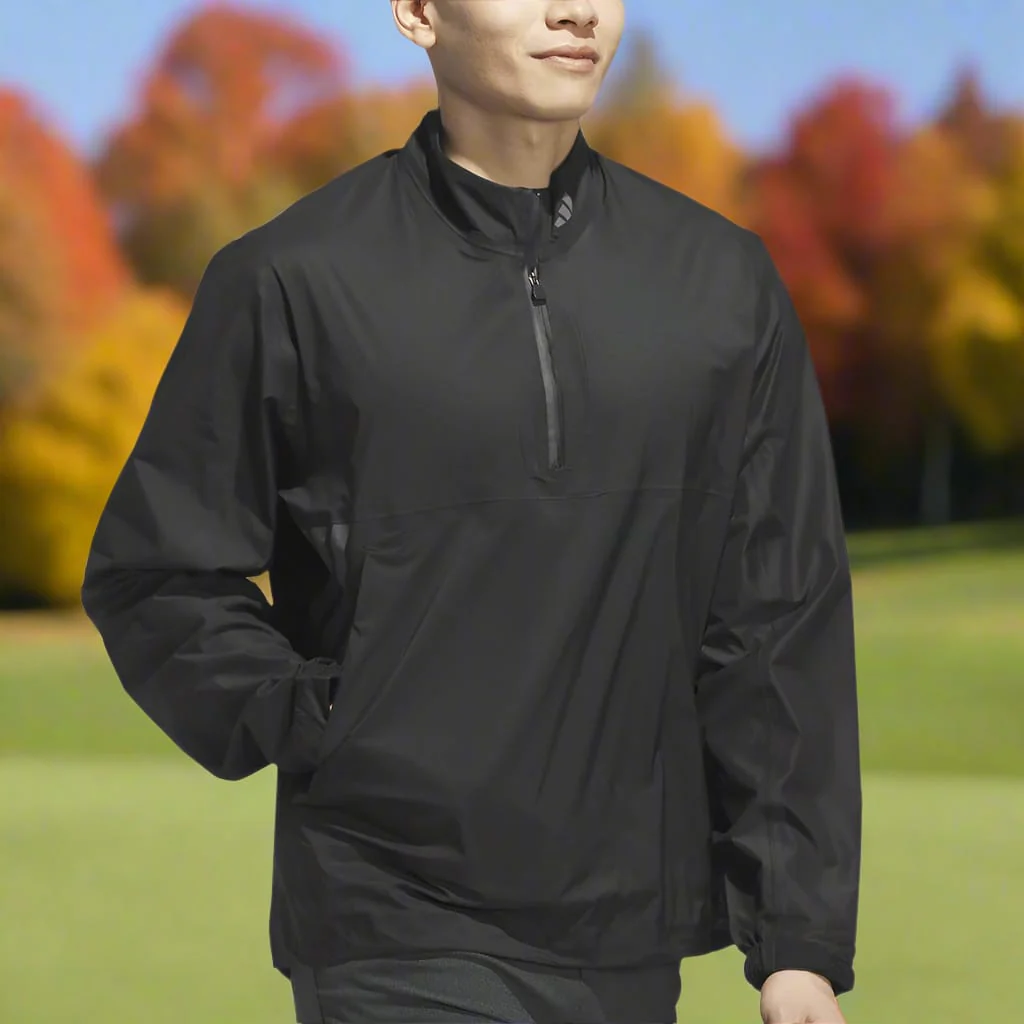 adidas Ultimate365 Tour Climaproof+ Waterproof Half-Zip Rain Suit - Black - Image 5