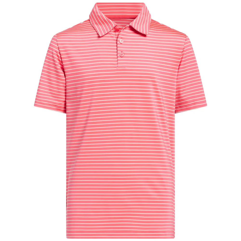 adidas Youth Climacool Striped Polo Shirt - Pure Turbo/White