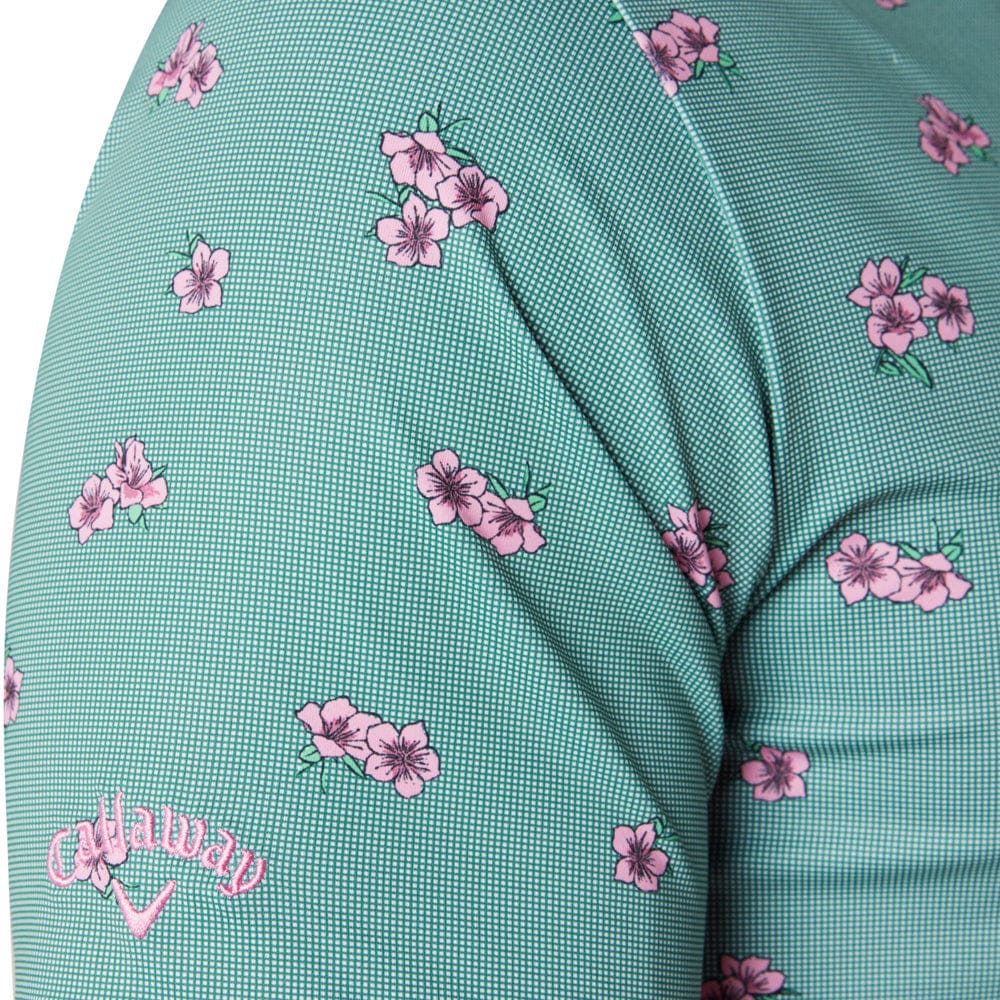 Callaway Azalea Gingham Polo Shirt - Galapagos Green - Image 3