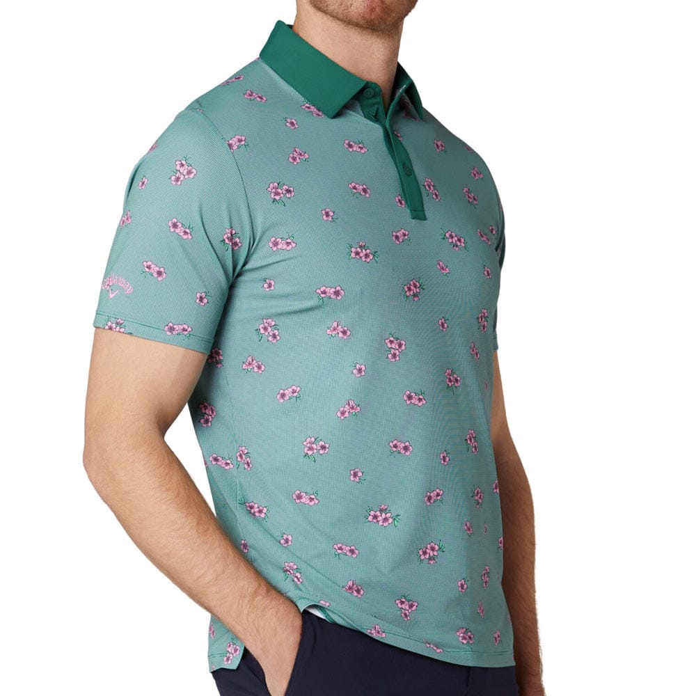 Callaway Azalea Gingham Polo Shirt - Galapagos Green - Image 5