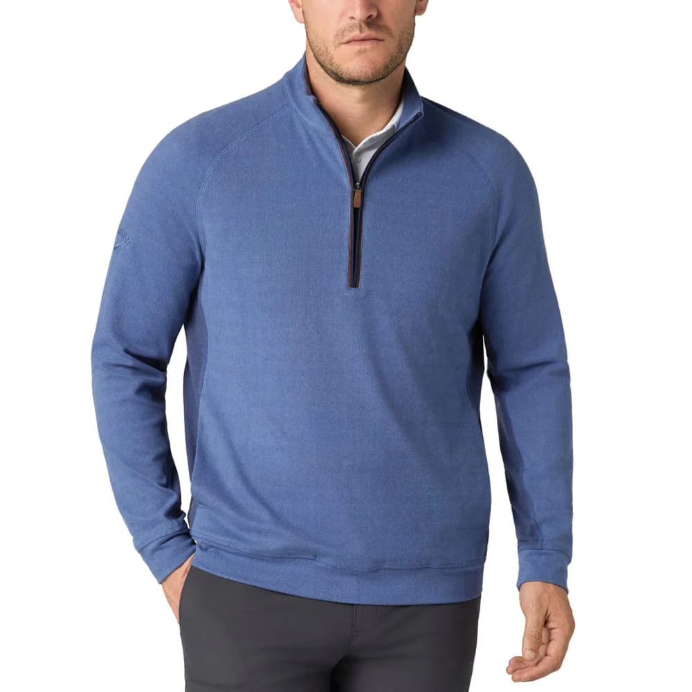 Callaway Brushed Rib 1/4 Zip Pullover - Peacoat Heather - Image 3