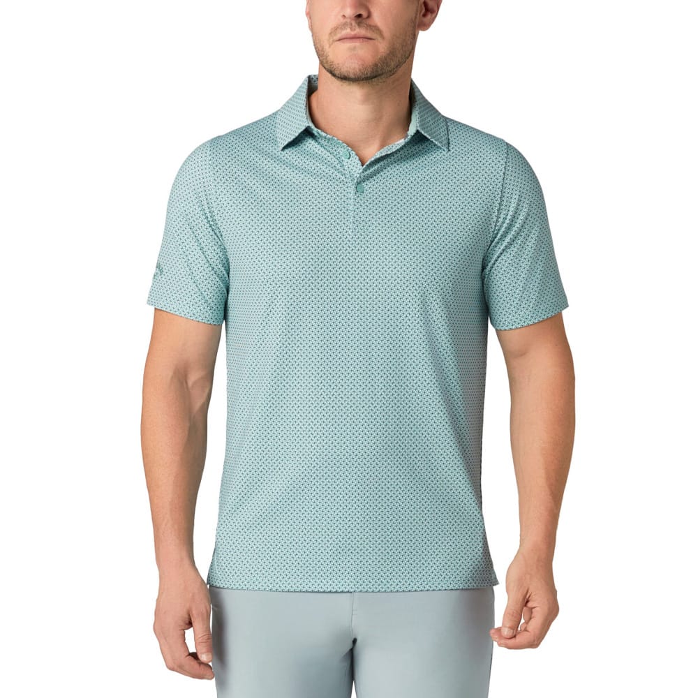 Callaway Textured Chev Printed Polo Shirt - Aquifer - Image 3