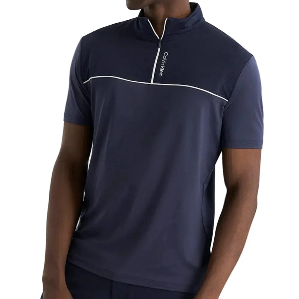 Calvin Klein Grange Mock Neck Polo Shirt - Navy - Image 5
