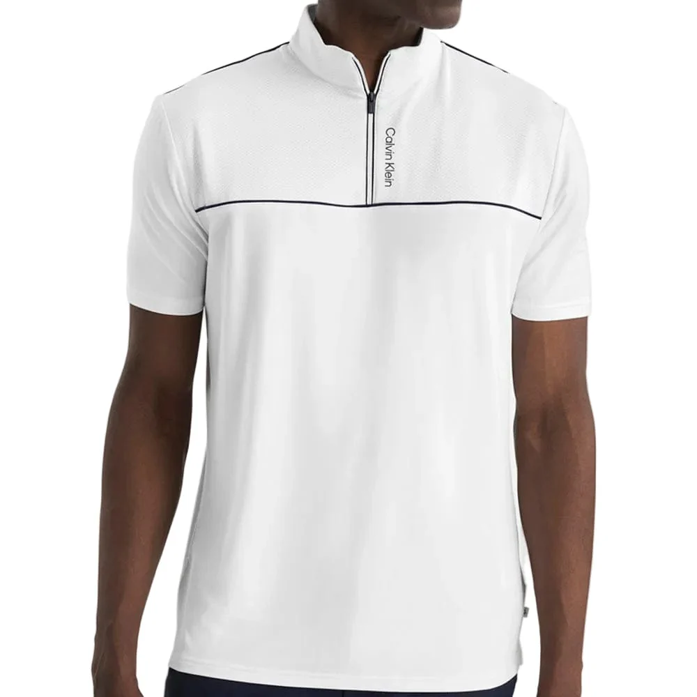 Calvin Klein Grange Mock Neck Polo Shirt - White