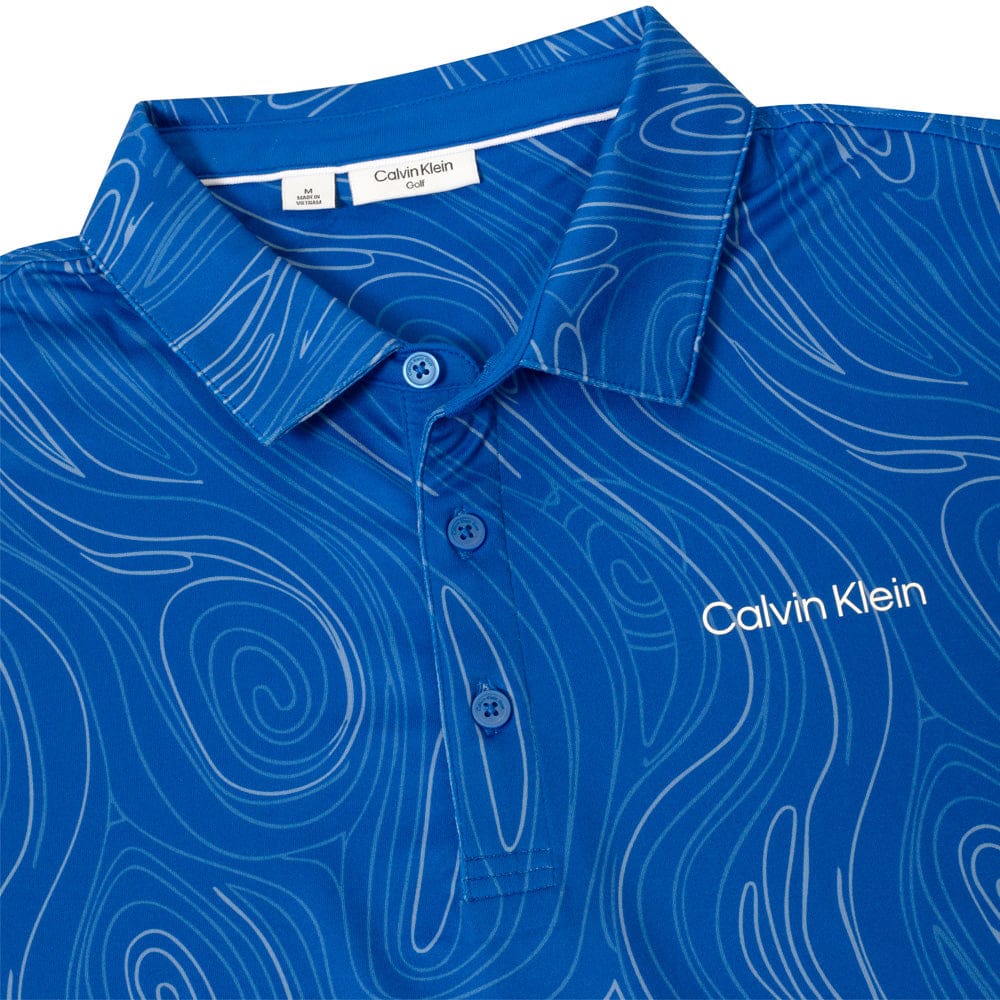 Calvin Klein Marble Print Polo Shirt - Sapphire - Image 5