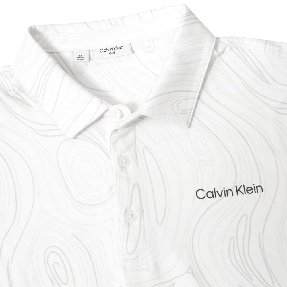 Calvin Klein Marble Print Polo Shirt - White - Image 3