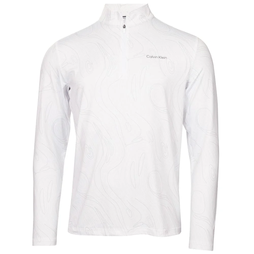 Calvin Klein Printed Newport Half Zip - White Marble - Image 3