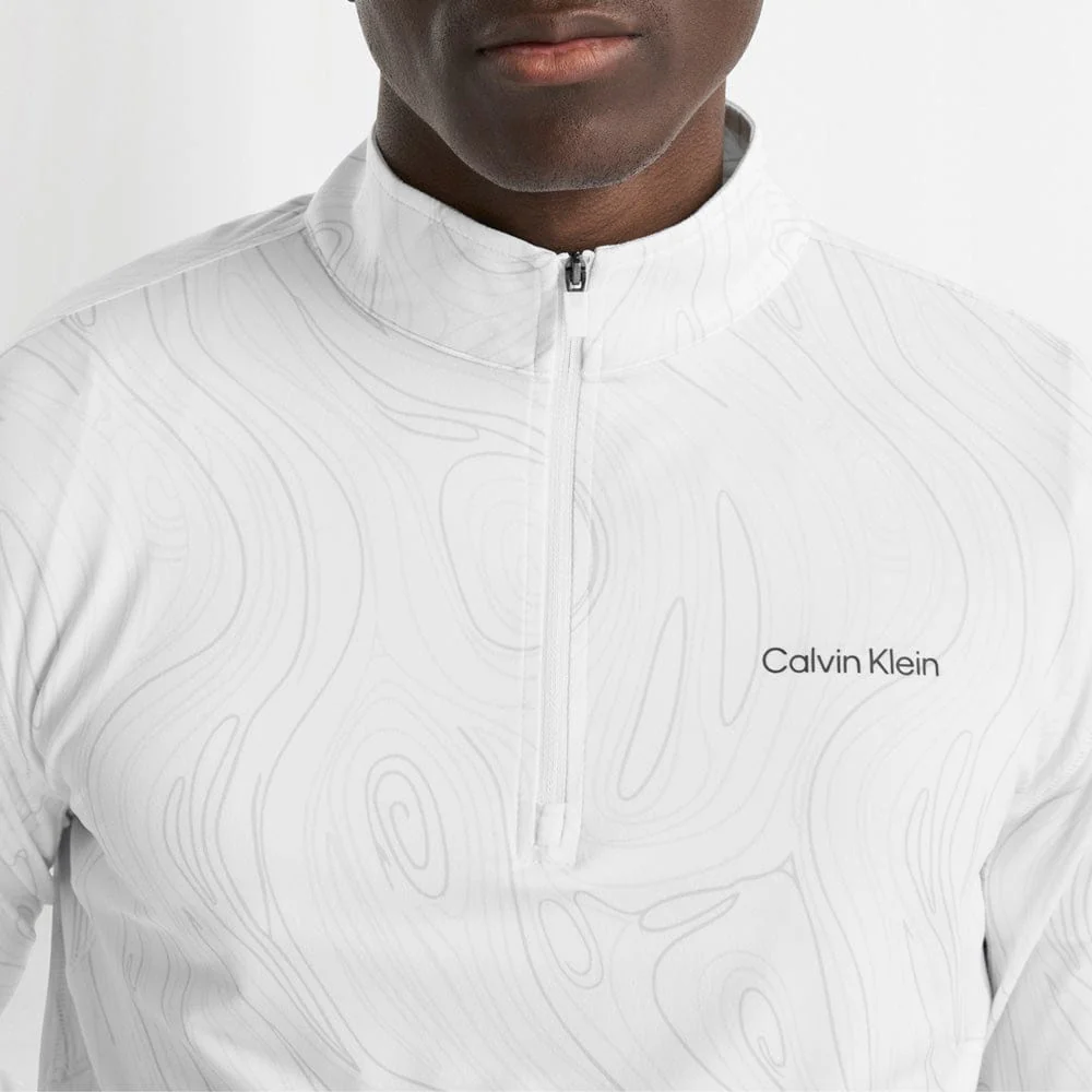 Calvin Klein Printed Newport Half Zip - White Marble - Image 4