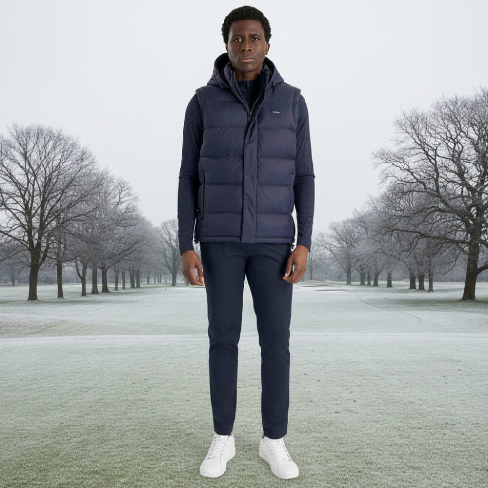 Calvin Klein Vanta Hooded Puffa Gilet - Navy - Image 4
