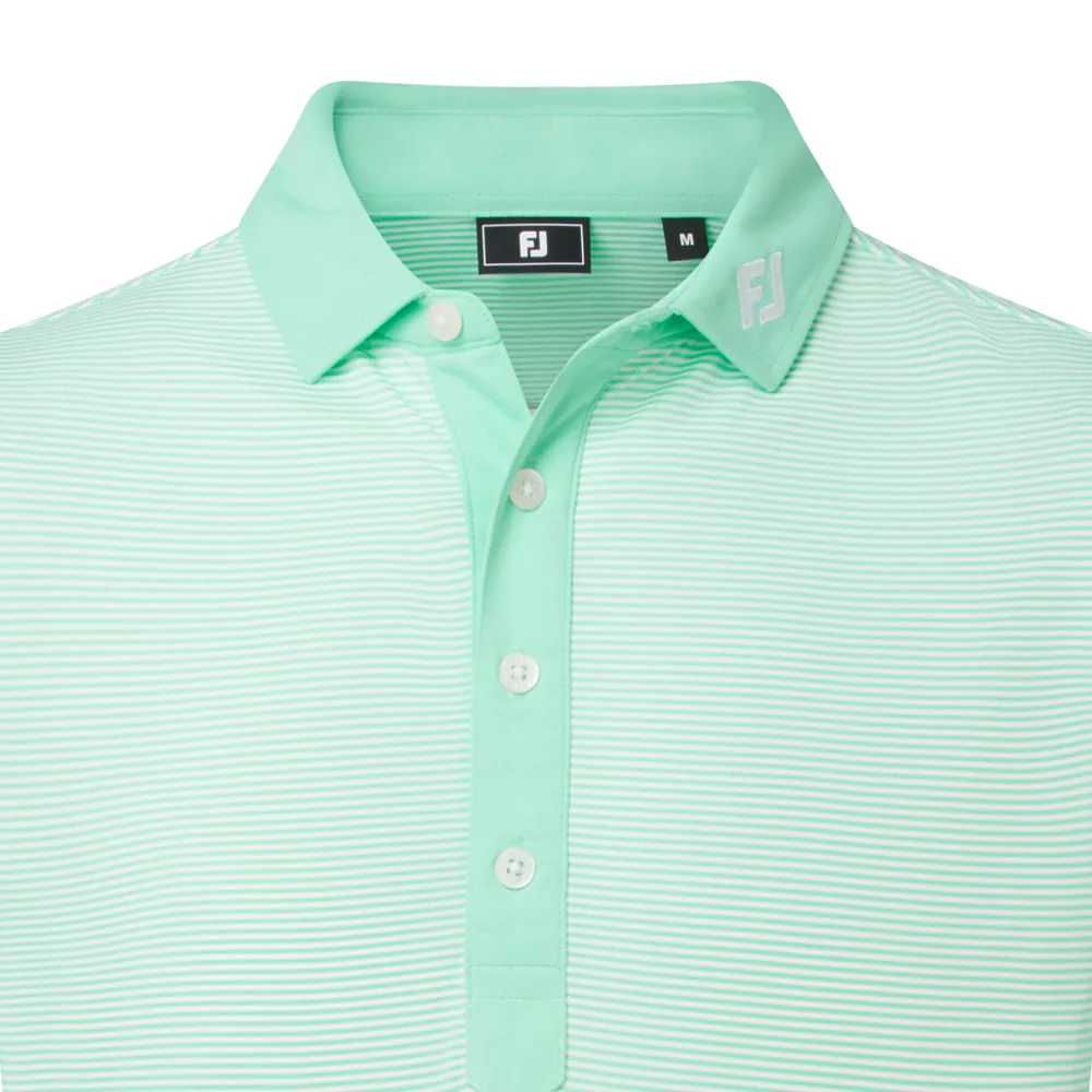 FootJoy Feeder Stripe Pique Polo Shirt - Sea Glass - Image 3