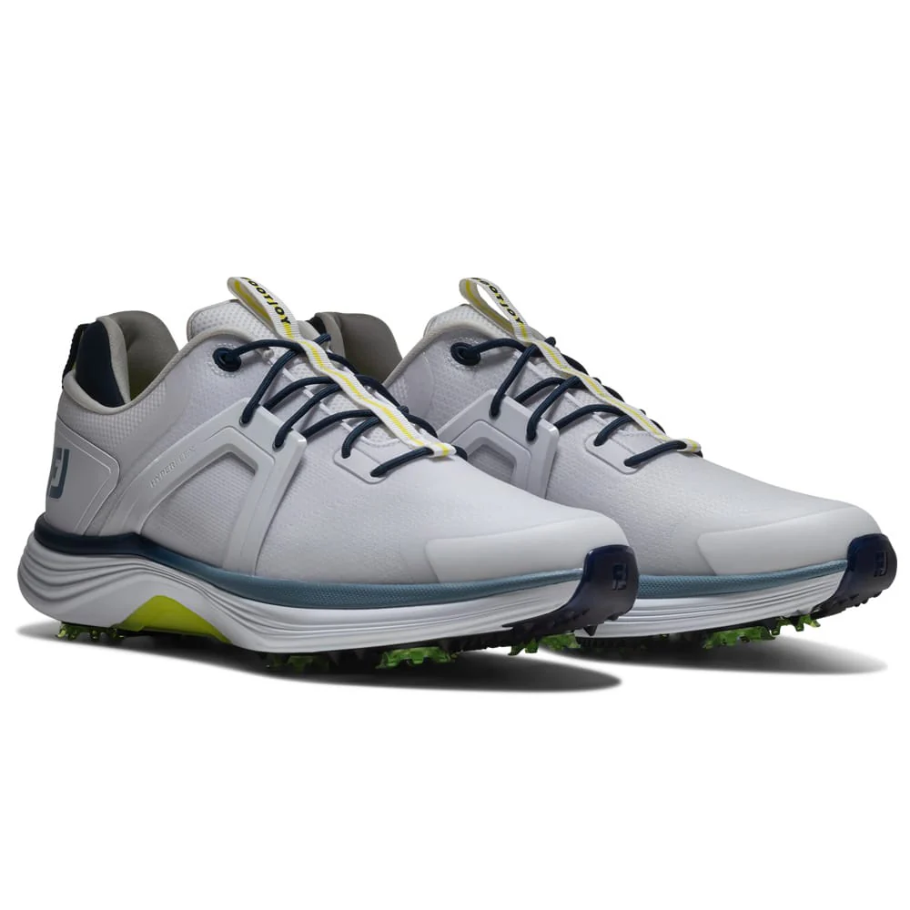 FootJoy Hyperflex Ltd Edition Waterproof Spiked Shoes - White/Blue/Lime - Image 2