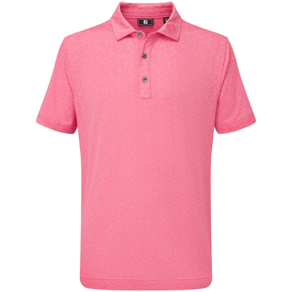 FootJoy Junior Floral Lisle Polo Shirt - Pink Lemonade