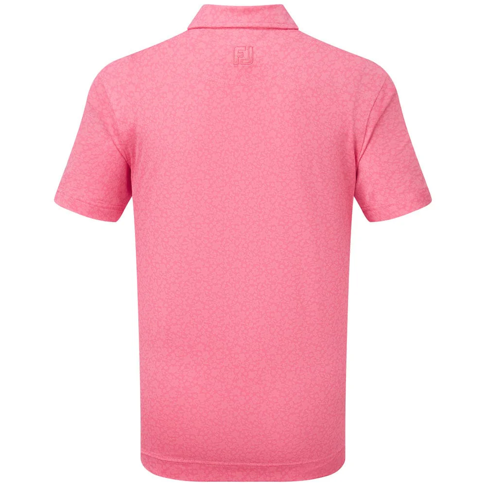 FootJoy Junior Floral Lisle Polo Shirt - Pink Lemonade - Image 2