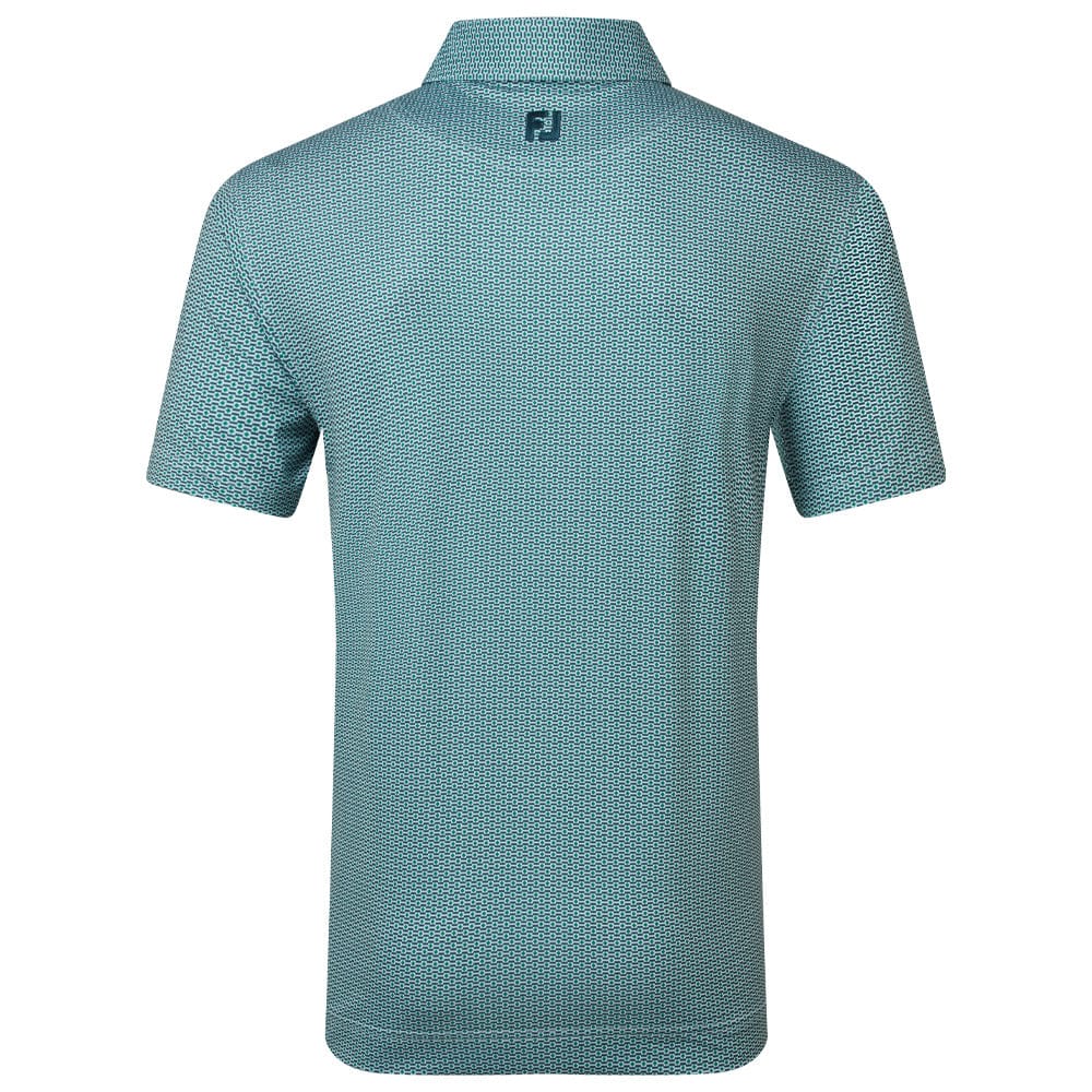 FootJoy Nautical Flag Print Lisle Polo Shirt- Field Green/Navy - Image 2