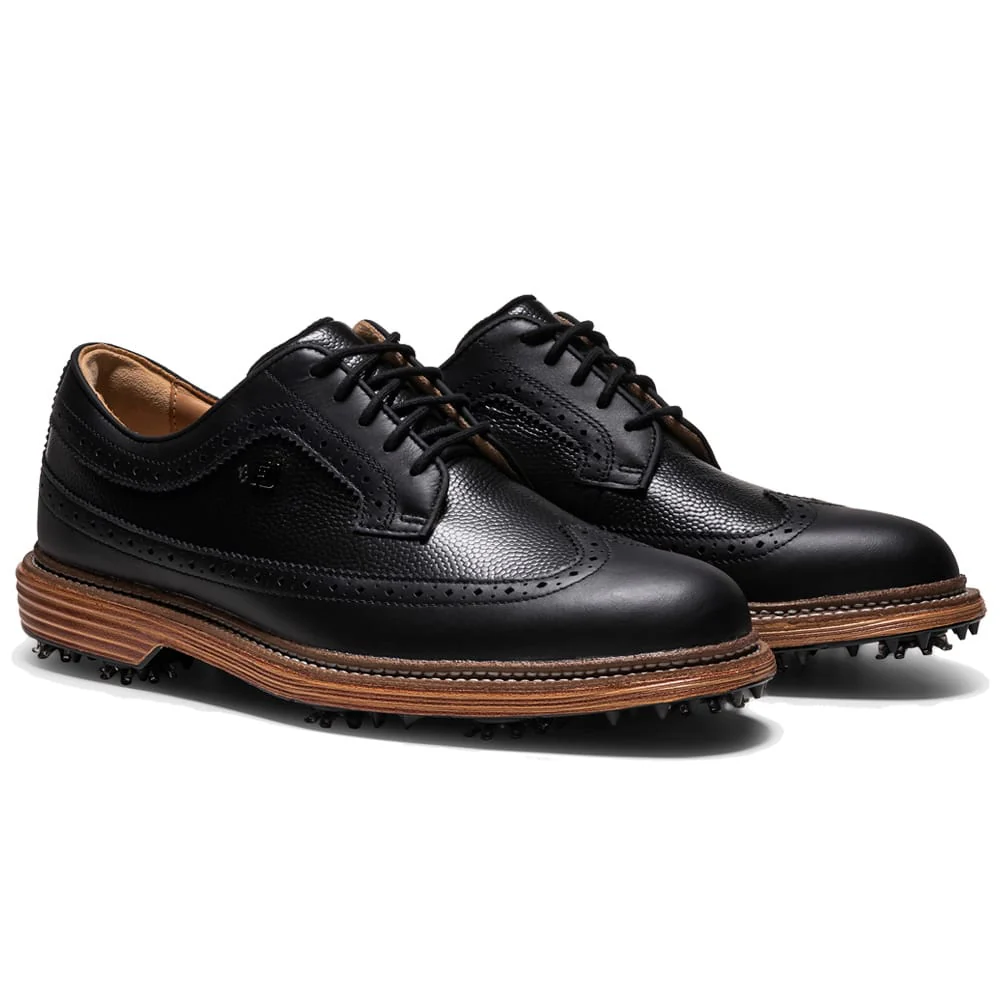 FootJoy Premiere Series Marquis Waterproof Spiked Shoes - Black/Black/Brown - Image 7