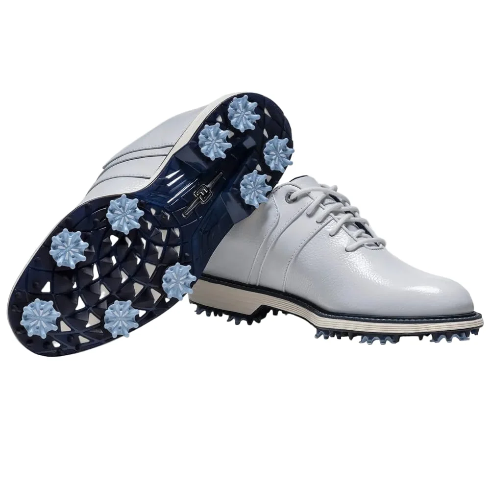 FootJoy Premiere Series Packard Ladies Waterproof Spiked Shoes - White/White/Navy - Image 6