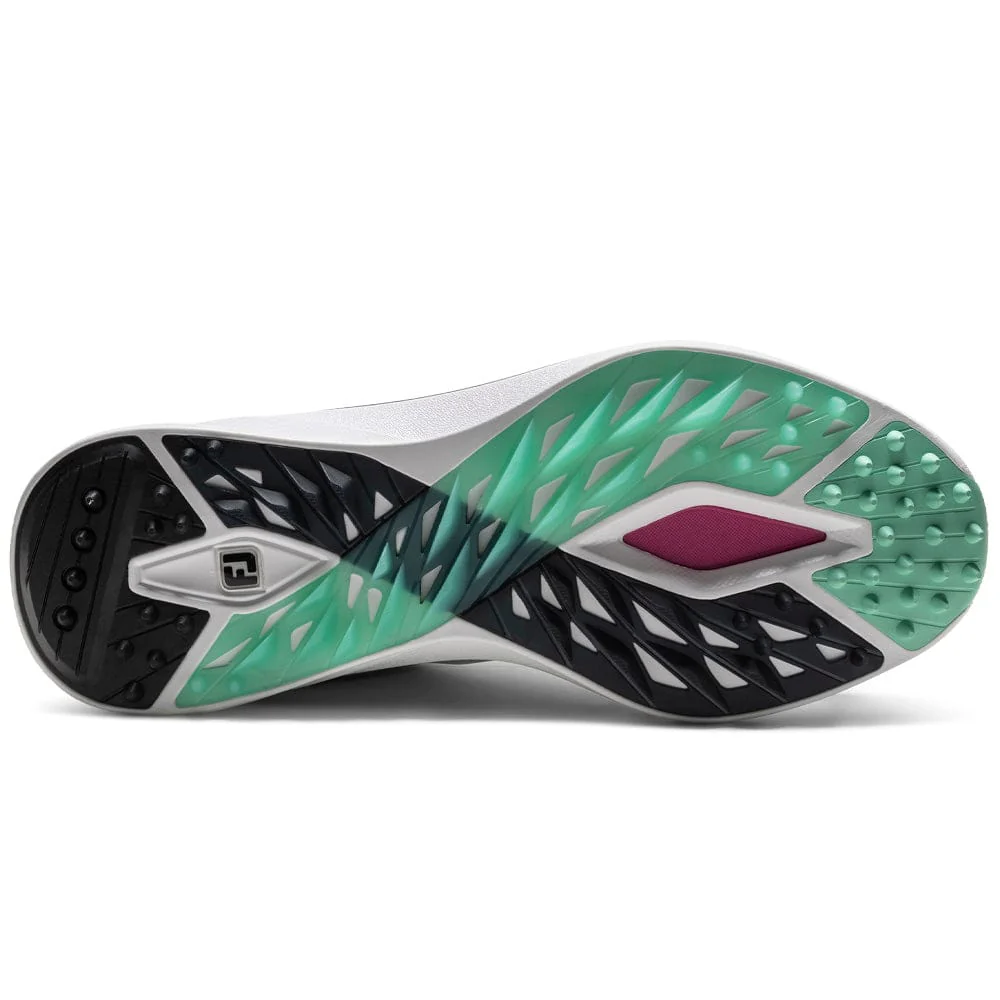 FootJoy Pro SL Waterproof Spikeless Shoes - White/Black/Teal - Image 3