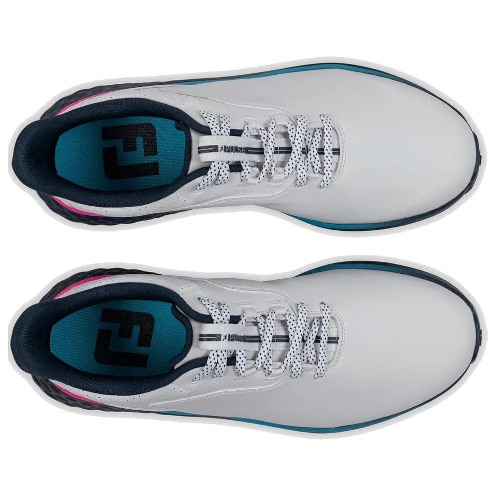 FootJoy Pulse Spikeless Waterproof Shoes - White/Navy/Pink - Image 4