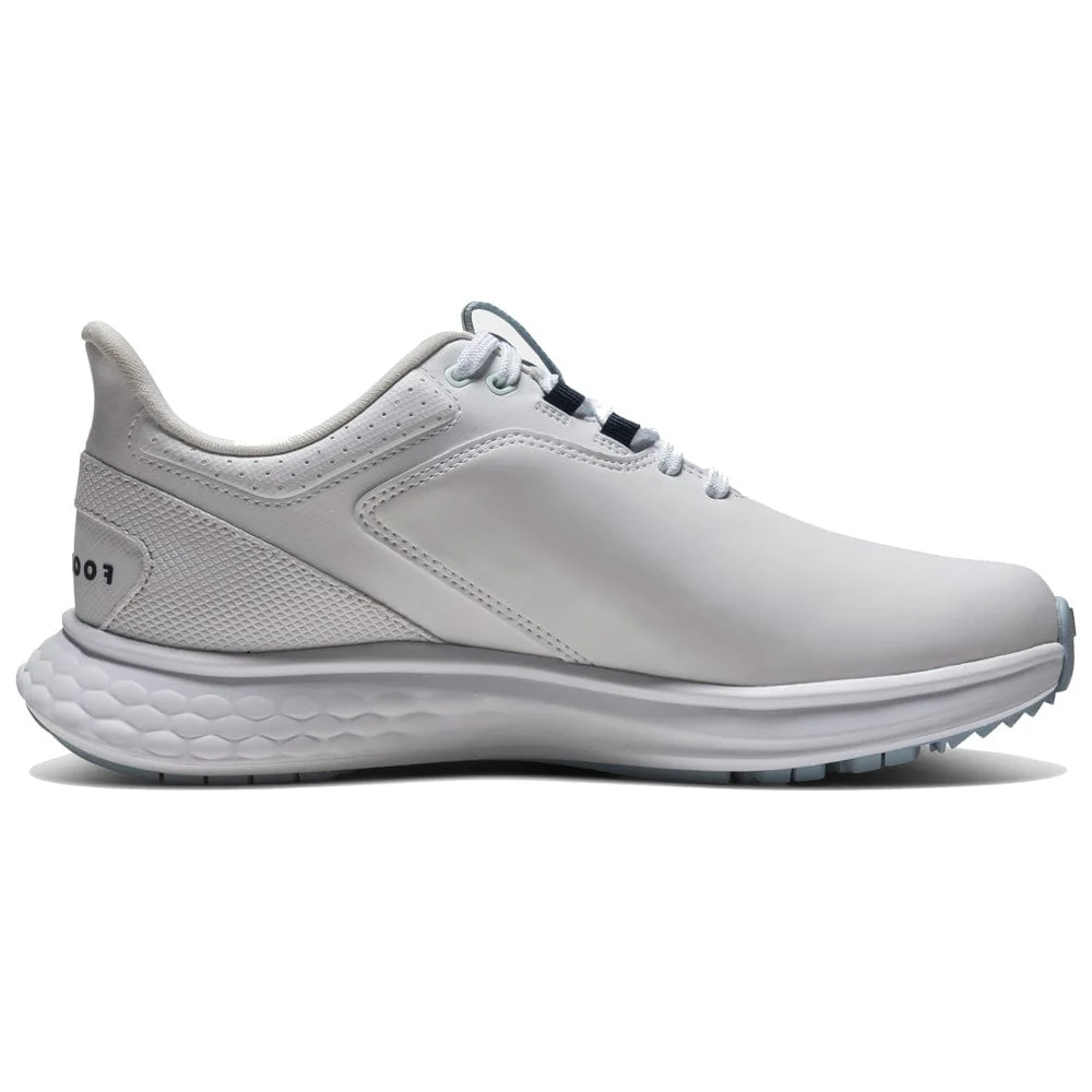 FootJoy Pulse Ladies Spikeless Waterproof Shoes - White/Grey/Blue - Image 6