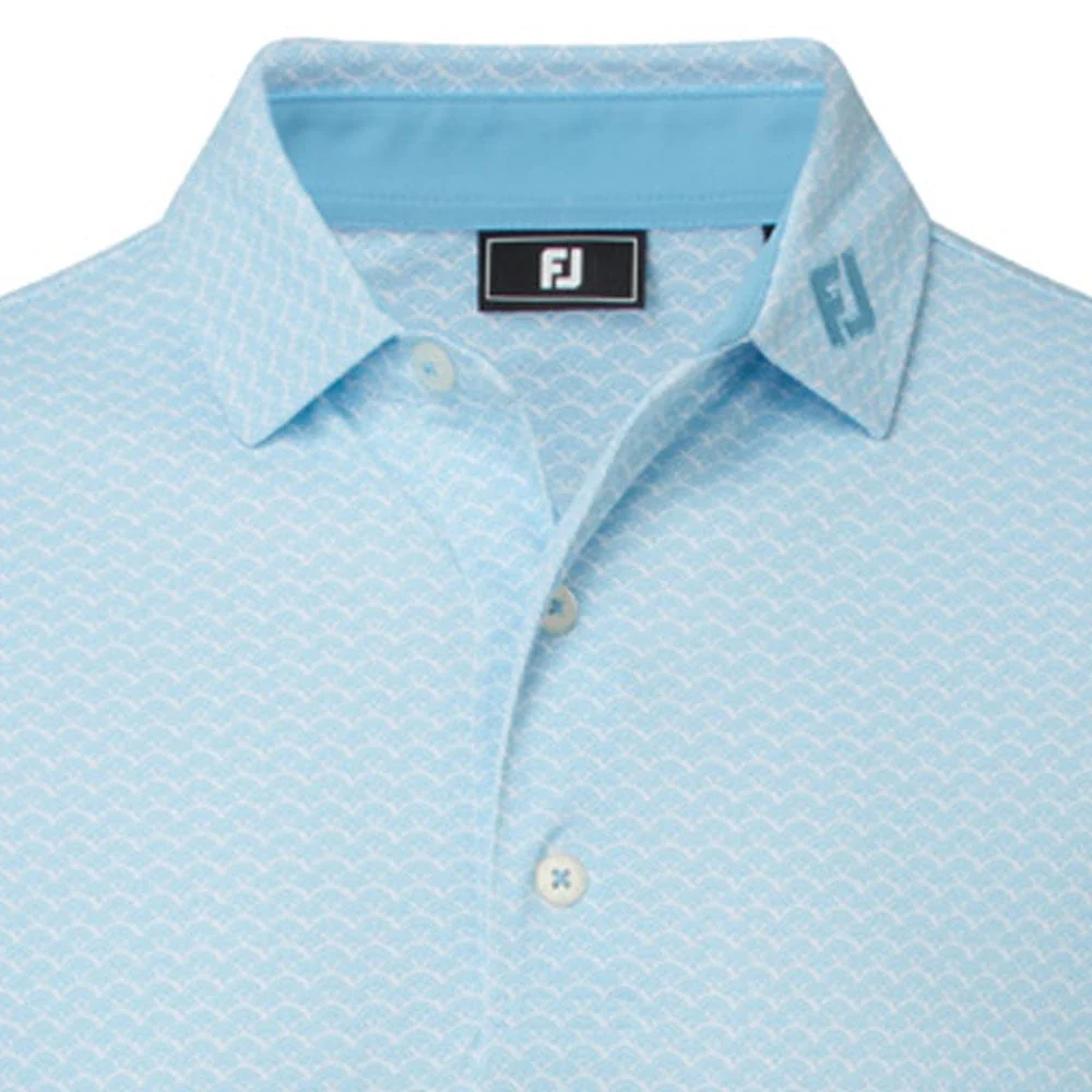 FootJoy Scallop Geo Pique Polo Shirt - Blue Reef - Image 3