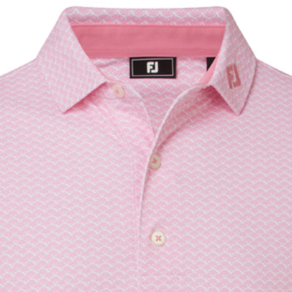 FootJoy Scallop Geo Pique Polo Shirt - Pink Pop - Image 3