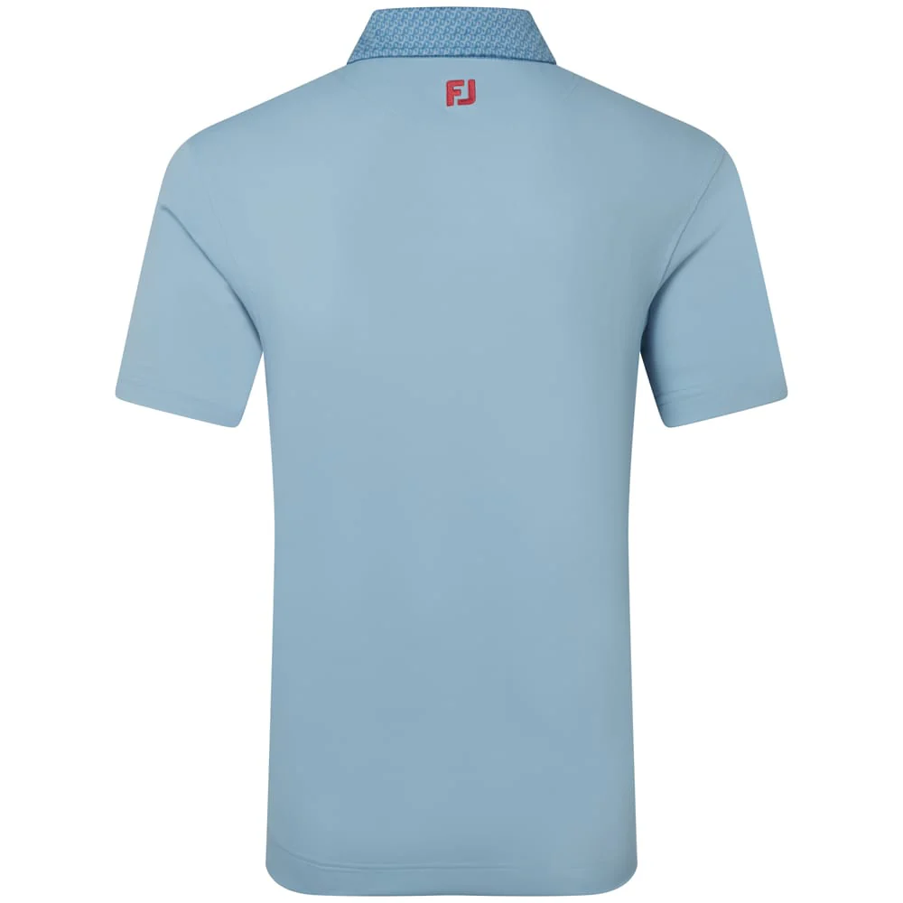 FootJoy Star Geo Trim Pique Polo Shirt - Chambray/Coastal Blue - Image 2