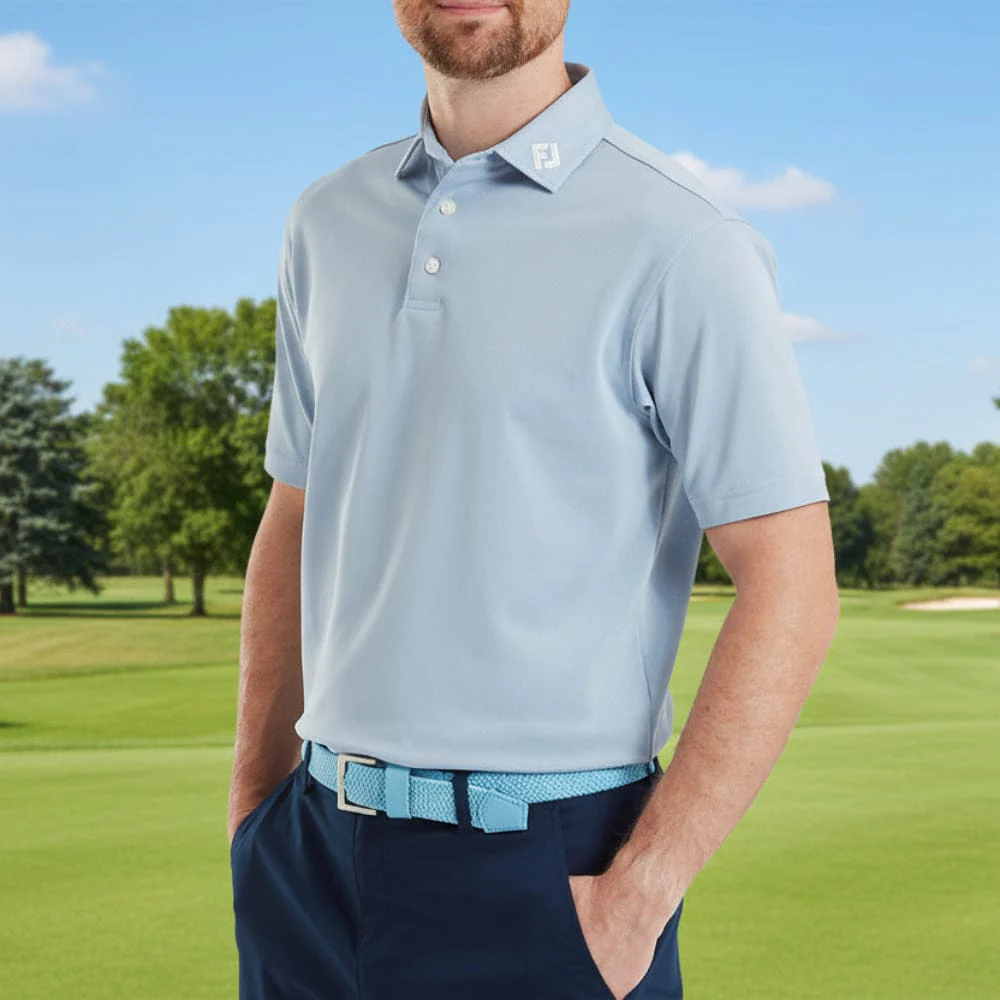 FootJoy Stretch Pique Solid Polo Shirt - Chambray - Image 3