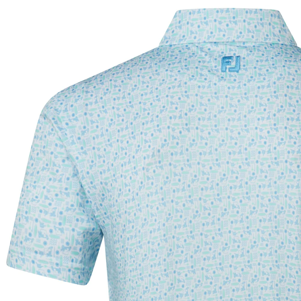 FootJoy Surfs Up Print Lisle Polo Shirt - Deep Reef/White/Sea Glass/Blue Reef - Image 5