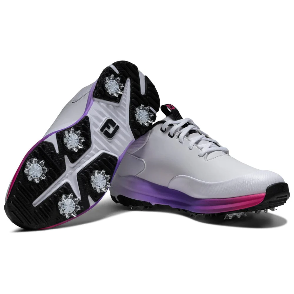 FootJoy Tour Rival Ladies Waterproof Spiked Shoes - White/Silver/Pink - Image 6
