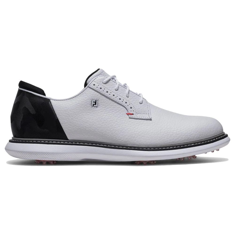 FootJoy Traditions Blucher Waterproof Spiked Shoes - White/Black/Red