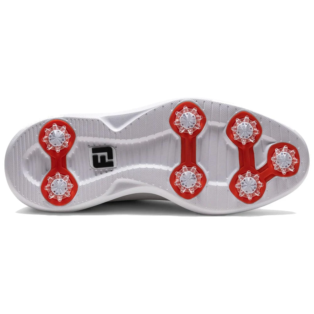FootJoy Traditions Blucher Waterproof Spiked Shoes - White/Black/Red - Image 2
