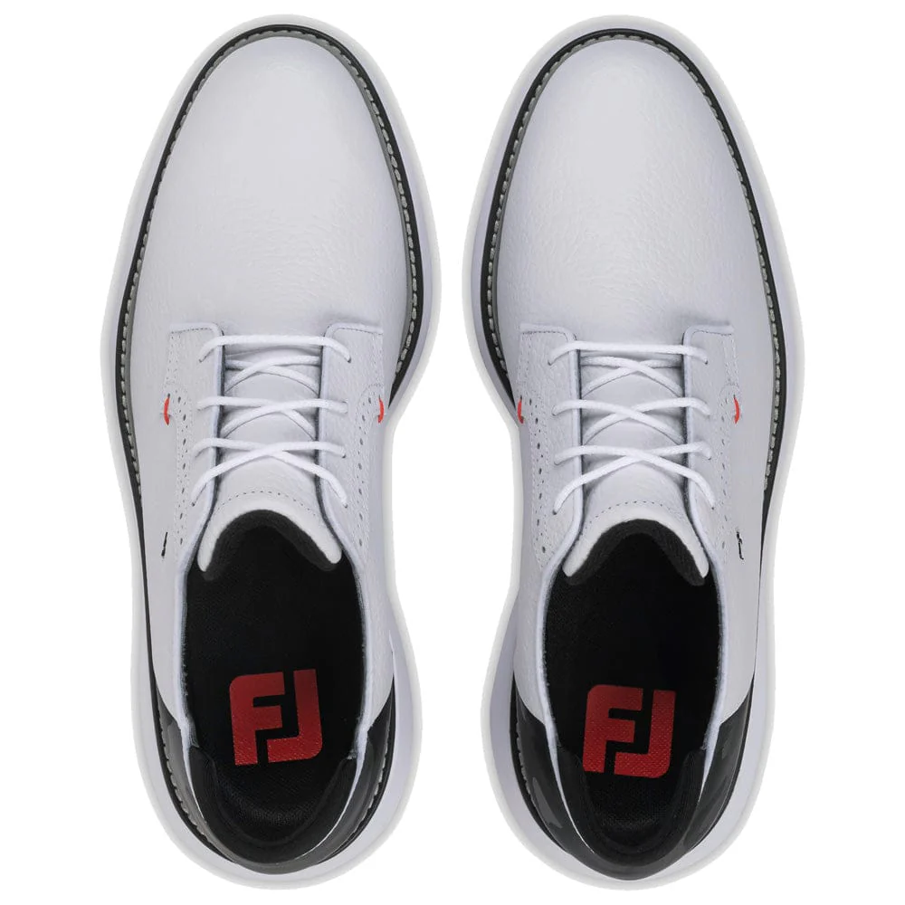 FootJoy Traditions Blucher Waterproof Spiked Shoes - White/Black/Red - Image 4